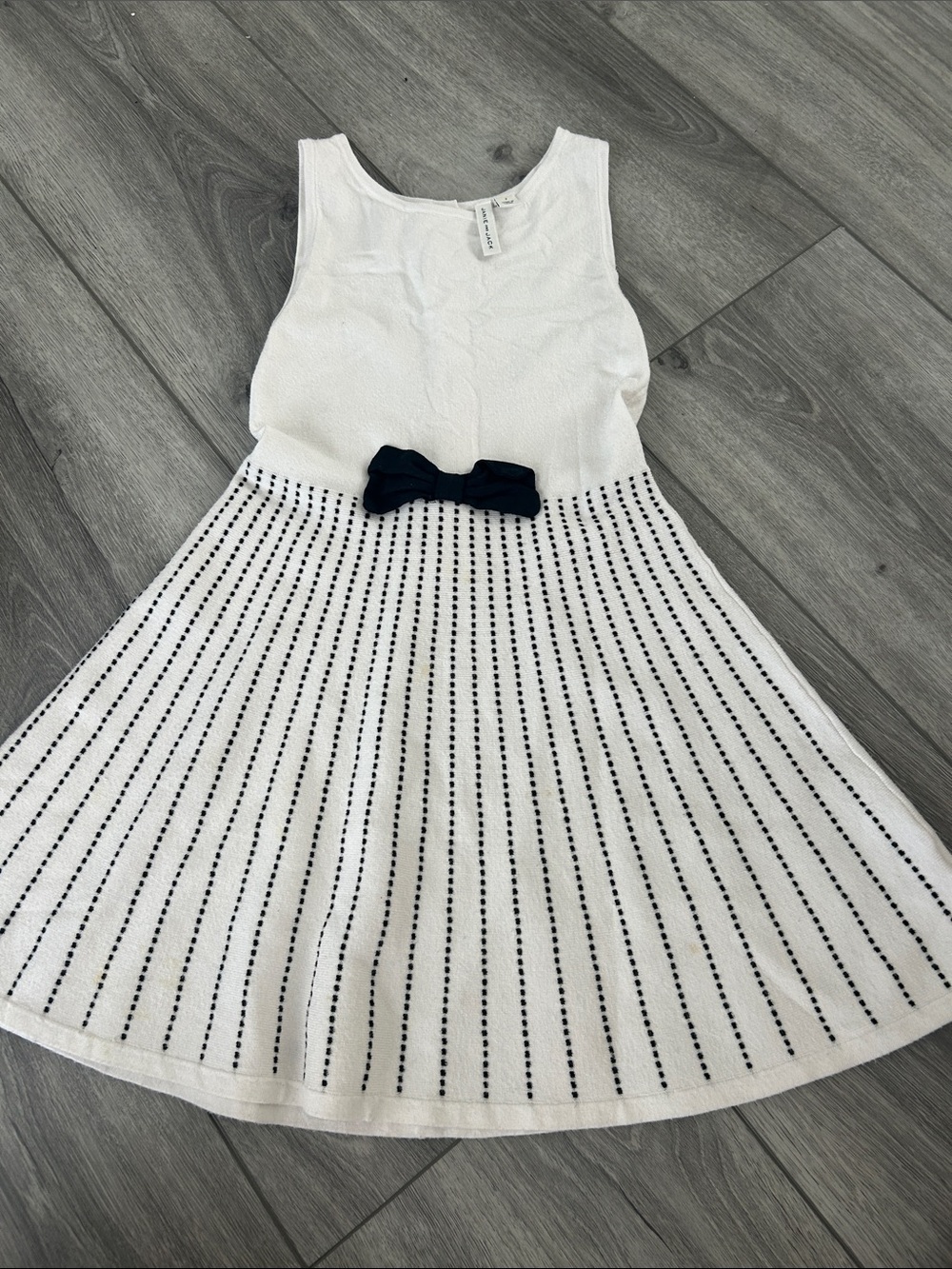 Janie and Jack White Dress with Black Bow Accent